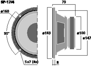 SP-17/4 Bas/midrange 6,5" 4 Ohm 30W Drawing 400