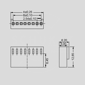 NSG254M-6 Crimp Housing 6-Pole P2,54 NSG254M-_<br>Dimensions