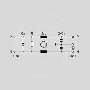 FN406-0.5-02 PCB Filter FN 406 0,5A FN406-_<br>Circuit Diagram