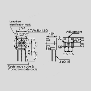 FT63ESE020 Trimmer Side Adjust P5/2,5 20R