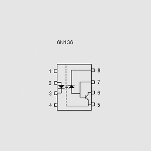 4N27 Optoc. &gt;3,5kV 30V 0,1A &gt;10% DIP6 Circuit Diagram