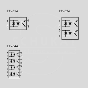 LTV824 2xOptoc.-AC 5kV 35V 50mA &gt;20% DIP8 Circuit Diagrams