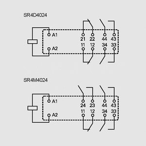 SR4M4024 Safety Relay 24V 8A 3xNO+1xNC Circuit Diagram