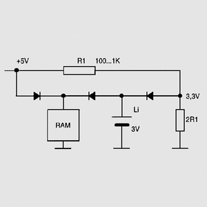 BR2/3A3V 2/3A 17x33,5mm. 3V 1200mAh, med 2 printben Bulk BR2/3A3V Circuit Diagram