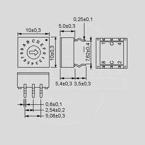 ERD116CSZ Rotary Switch 16-Pole Hex Complement ERD1_