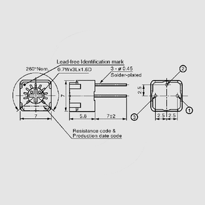 FT63EPK100 Trimmer Top Adjust P5/2,5 100K Dimensions