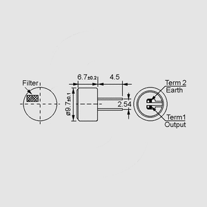 PMOF9767NP-46U Elektretmikrofon -66dB PC Ø9,7x6,7mm PMOF9767NP-46U