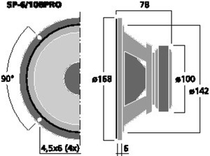 SP-6/108PRO PA-Woofer/Midrange 6,5" 8Ω 100W Drawing 1024