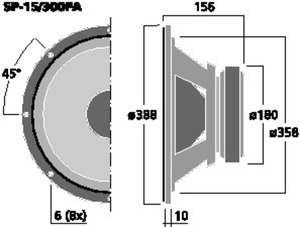 SP-15/300PA PA-woofer 15" 8 Ohm 300W Drawing 1024