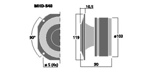 MHD-540 Professional PA Ring Radiator Drawing 1024