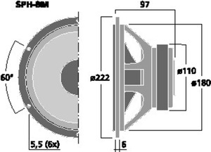 SPH-8M HiFi-Woofer 8" 8 Ohm 100W Drawing 1024