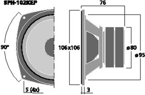 SPH-102KEP HiFi-Midrange 4" 8 Ohm 40W Drawing 1024