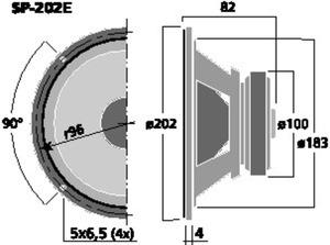 SP-202E HiFi-Bas/Midrange 8" 4 Ohm 50W Drawing 1024