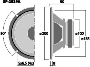 SP-202PA Bas/midrange speaker 8" 8 Ohm 50W Drawing 1024