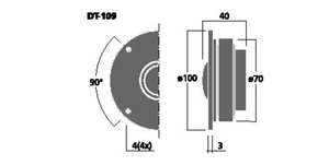 DT-109 Dome tweeter 8 Ohm 40W Drawing 1024