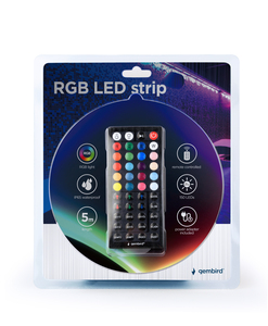 LED-S-RGB500-01 LED-strip, RGB, 5 meter, Strømforsyning og Fjernbetjening