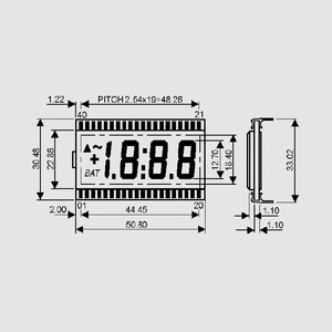 DE118RS-20/6,35 LCD-Display 4Dig + Annunc. 8,0mm DE114_