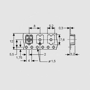 TS53YLK010 SMD Cermet Trimmer 10K Taping Dimensions