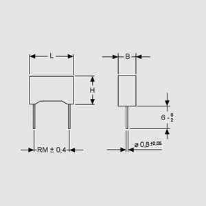 C22V63R27 MKT Capacitor 22uF 63V 10% P27,5 Dimensions