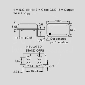 QOM001,843 Oscillator 1,8432MHz DIL14 CMOS/TTL QOM_