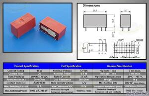 RT314012 Relay SPDT 16A 12V 360R