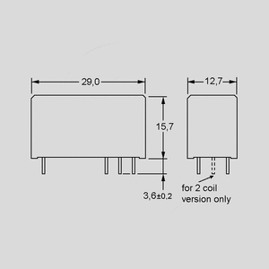 RT424F24B Relay DPDT 8A 24V 886R 2 Coils Dimensions