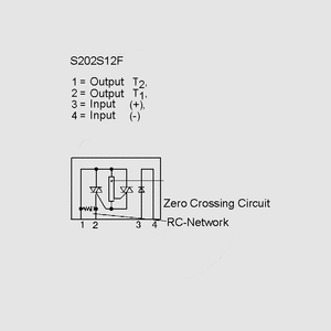 S202S11F SSR+RC 4kV 600V 8A 8mA SIP4 Circuit Diagram