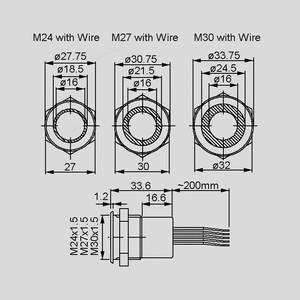 1241-3005 PSE-M22 Alu red non-illuminated M24, M27, M30