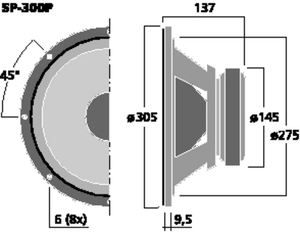 SP-300P PA-woofer 12" 8 Ohm 100W Drawing 400