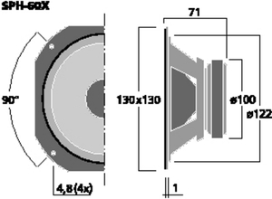 SPH-60X Fuldtoneenhed 5" 8 Ohm 30W Drawing 400