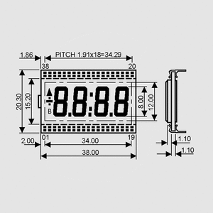 DE301RS-20/6,35 LCD-Display 8Dig (14-Segm) 7,0mm DE118_