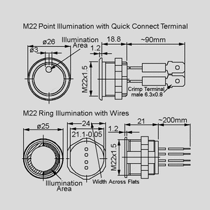 1241-3005 PSE-M22 Alu red non-illuminated M22