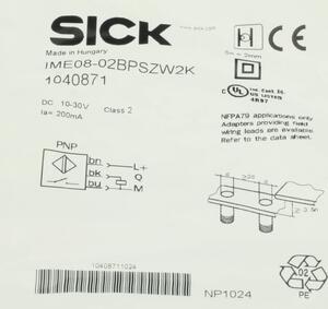 IME08-02BPSZW2K Induktiv sensor. PNP-udgang. Med 2m ledning.