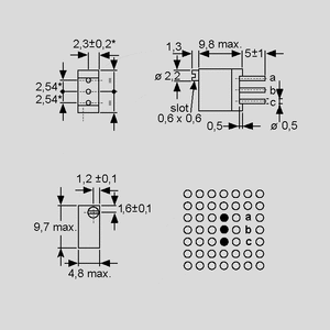 T93YAK100 Multiturn Cermet Trimmer YA 100K Dimensions