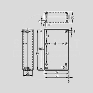 LP6029B-SW ABS Enclosure 80x61x22 Batt.Comp. Black LP2000GR, LP2000SW