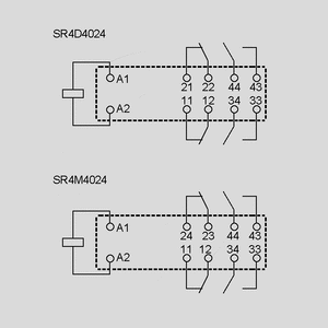 SR4D4024 Safety Relay 24V 8A 2xNO+2xNC Circuit Diagram