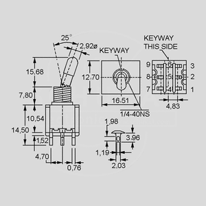 BN202072 Toggle switch 1-pol ON/OFF/ON MKST80LK_3P