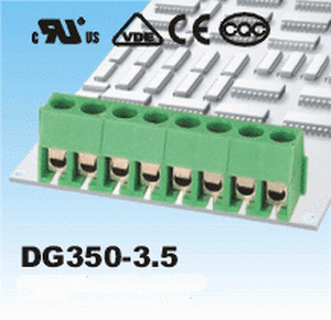 DG350-3.5-02P Printterminal 2-POLET 300V/7A, 100 stk. (BEMÆRK: 3,5mm benafstand!)