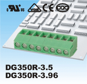 DG350R-3.5-02P Printterminal 2-POLET 300V/7A, 100 stk. (BEMÆRK: 3,5mm benafstand!)