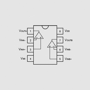 MCP6142-I/P 2xOp-Amp NonUnGain 0,1MHz 24V/ms DIP8 MCP6_2-I/P, MCP6_2-I/SN
