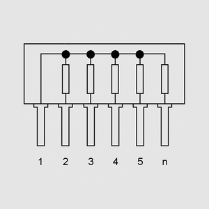 RN06PE470 SIL-Resistor 5R/6P 470R Circuit Diagram