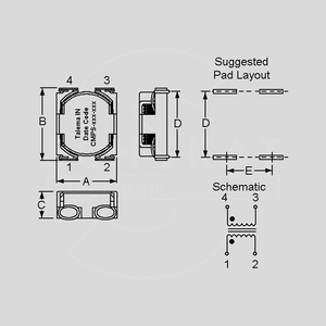 CMPS1170-1,22 SMD Choke 2x1170uH 1,22A Dimensions SHC7