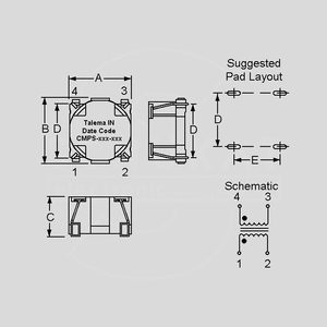 CMPS590-5,6 SMD Choke 2x590uH 5,6A Dimensions SC2, SC5