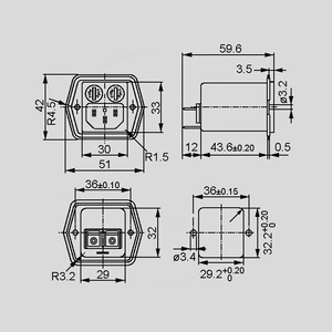 FIL5707-0201-312 Line Filter IEC Plug Fuse 5707 IP65 2A FIL5707-_