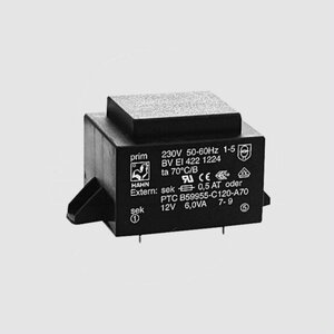 BVEI4221225 Transformer 6VA 230V 2x12V 2x250mA