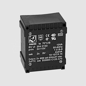 BVUI3040153 Transformer 10VA 2x115V 2x9V 2x555mA