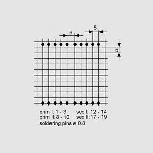 BVUI3930085 Transformer 14VA 2x115V 2x6V 2x1166mA Pin Board