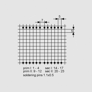 BVUI4810002 Transformer 40VA 2x115V 2x9V 2x2222mA Pin Board