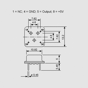 COH2,4576M C-Oscillator 2,4576MHz DIL8Met CMOS/TTL Dimensions