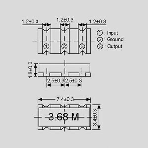 ZTTCC2,0MG SMD Ceramic Resonator 3-Pole 2,00MHz Dimensions